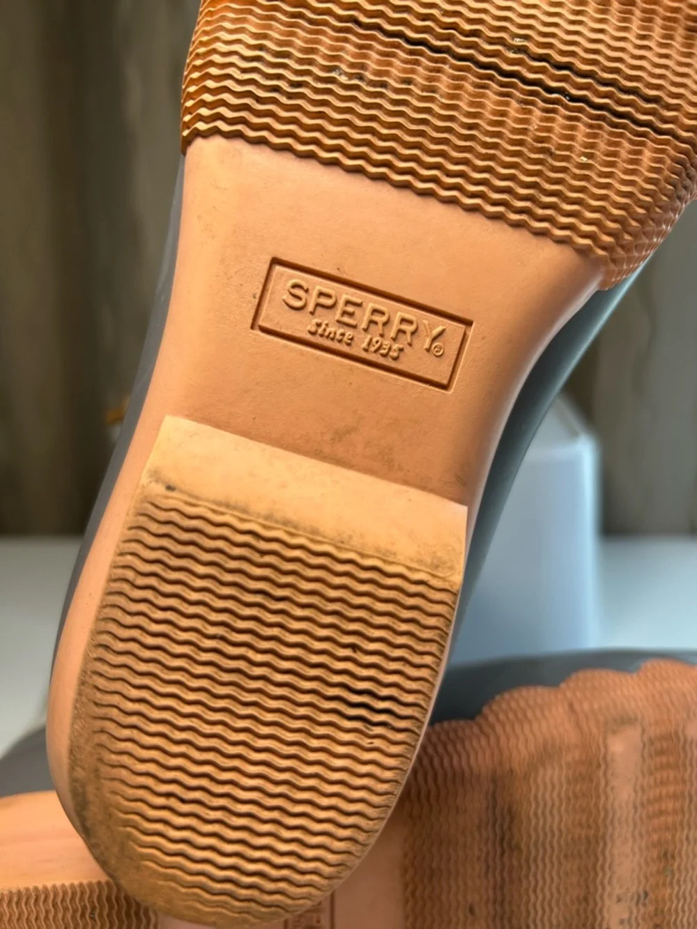 Sperry Saltwater Sport Girl's 3M Duck Boot Side Zip Gray Tan Peach STK164544
